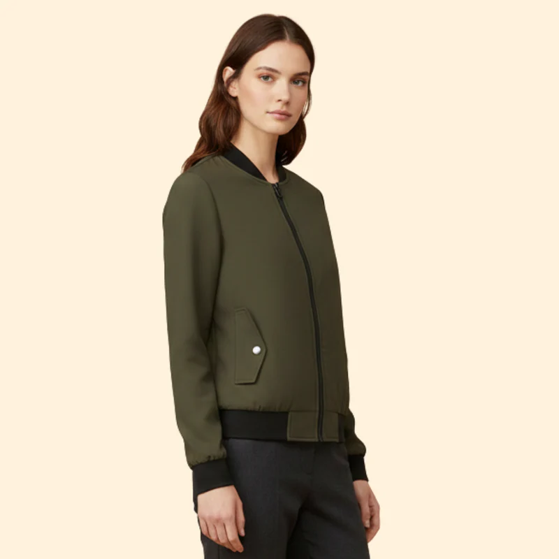Women's Bomber Jacket with Sporty Collar - Image 3