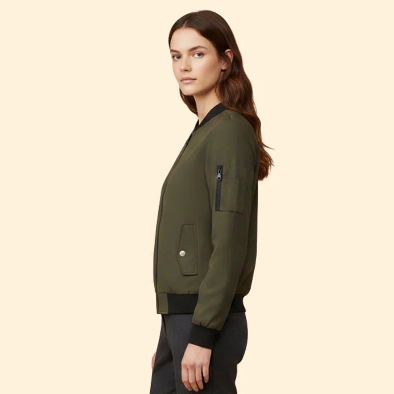 Women's Bomber Jacket with Sporty Collar - Image 4