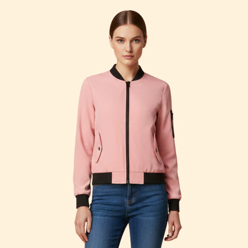 Women's Bomber Jacket with Sporty Collar - Image 8
