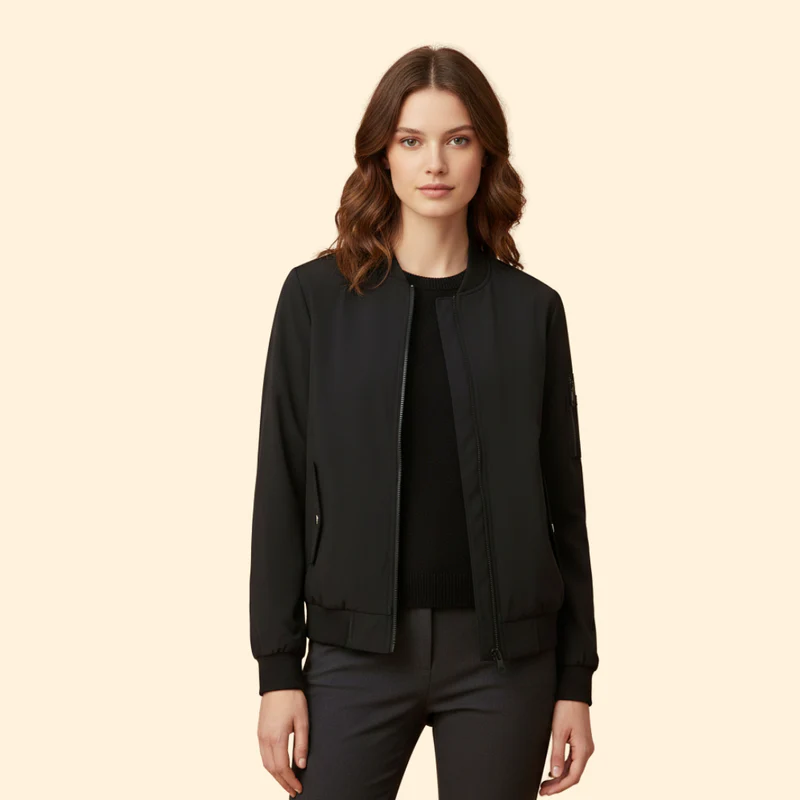 Women's Bomber Jacket with Sporty Collar - Image 9