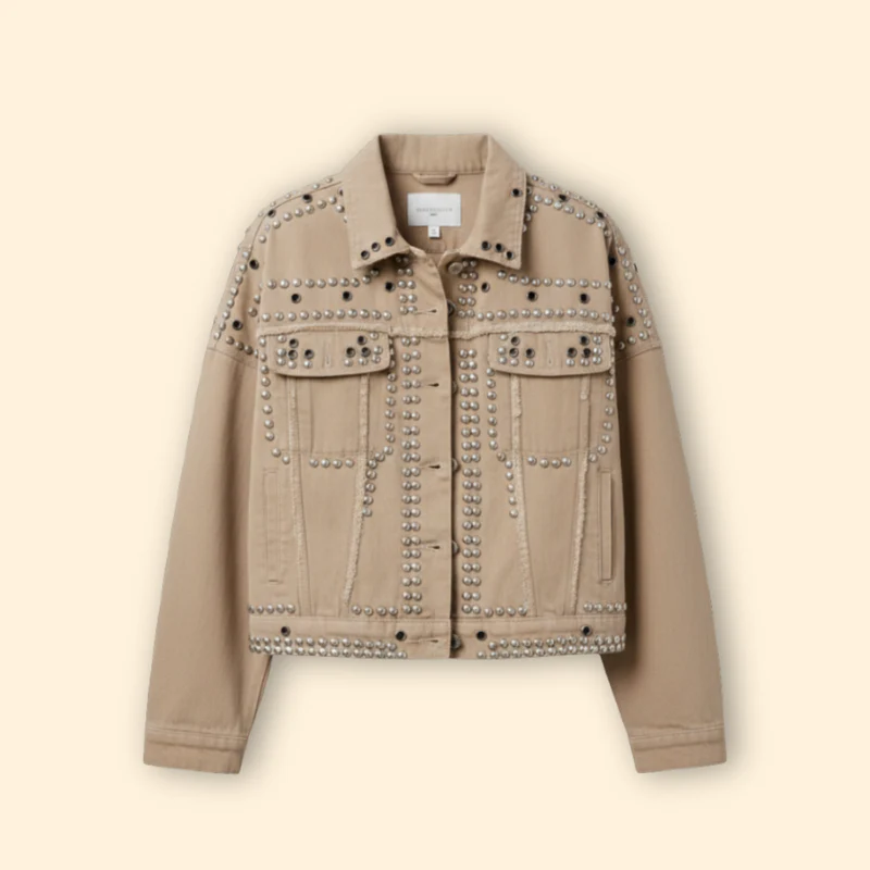 Women’s Bomber Jacket with Studded Detail Design