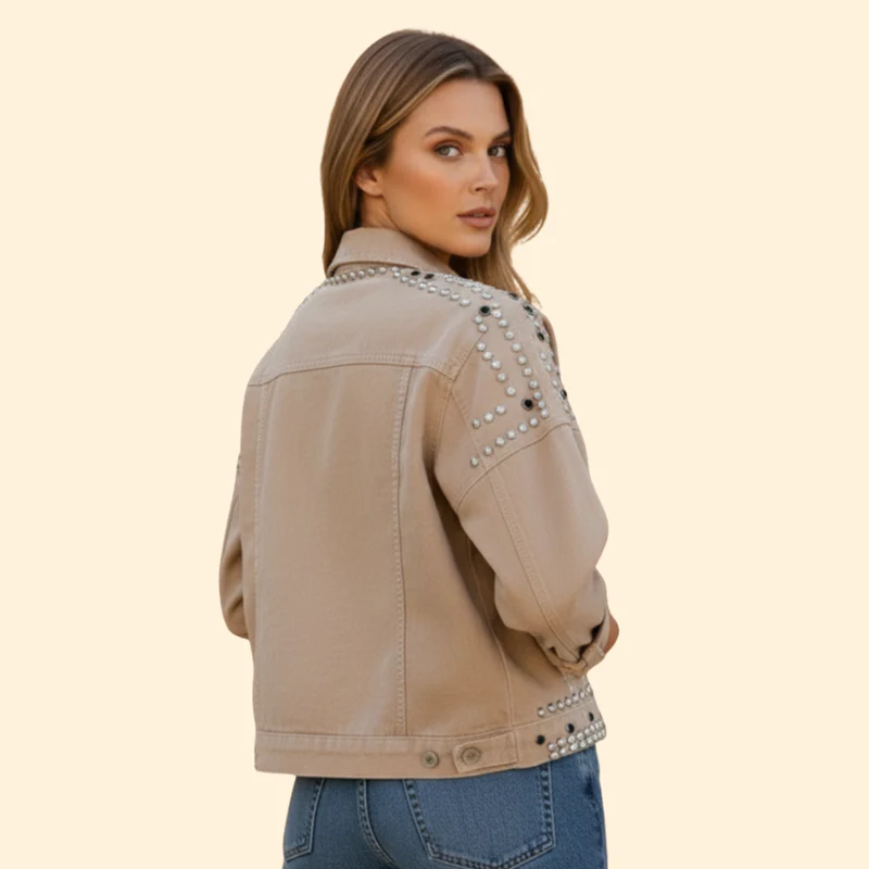 Women’s Bomber Jacket with Studded Detail Design - Image 4