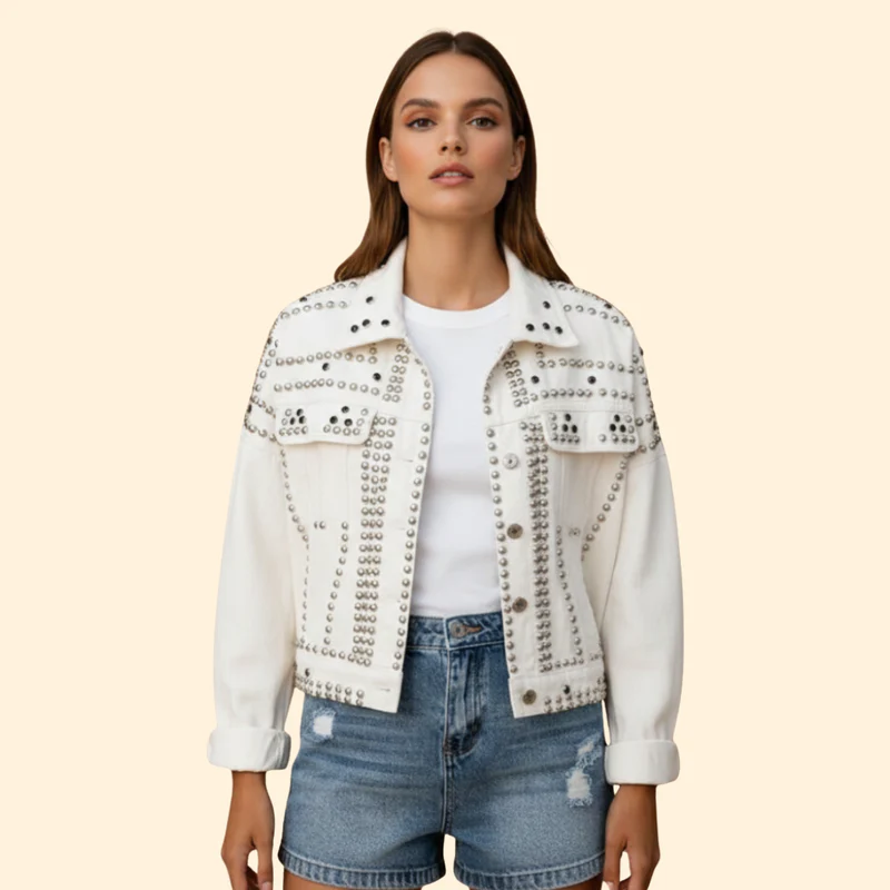 Women’s Bomber Jacket with Studded Detail Design - Image 8