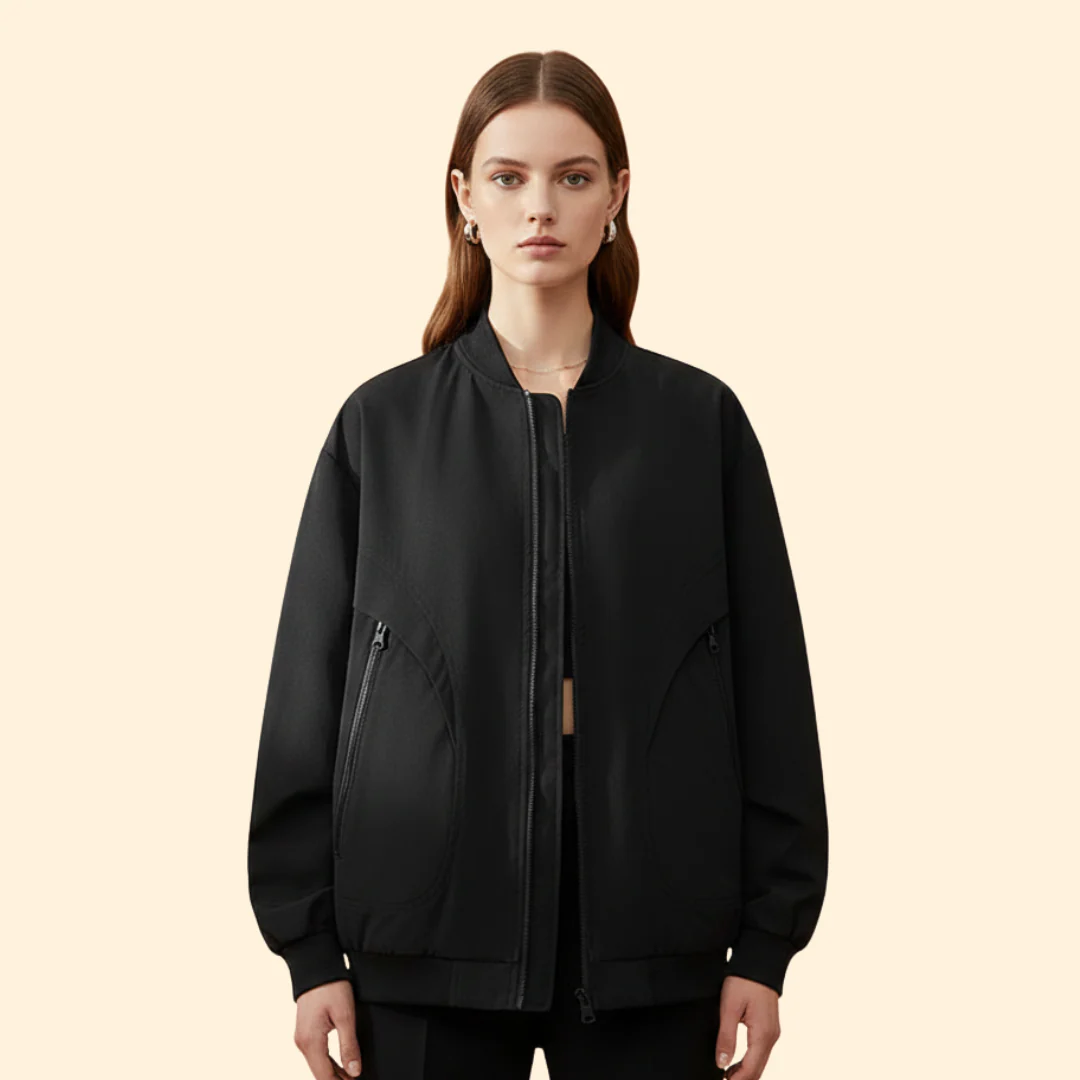 Women’s Bomber Jacket with Zip Side Pockets - Image 2