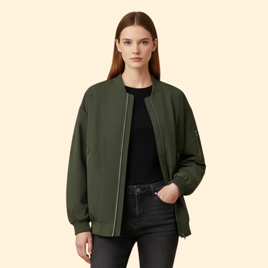 Women’s Bomber Jacket with Zip Side Pockets - Image 7