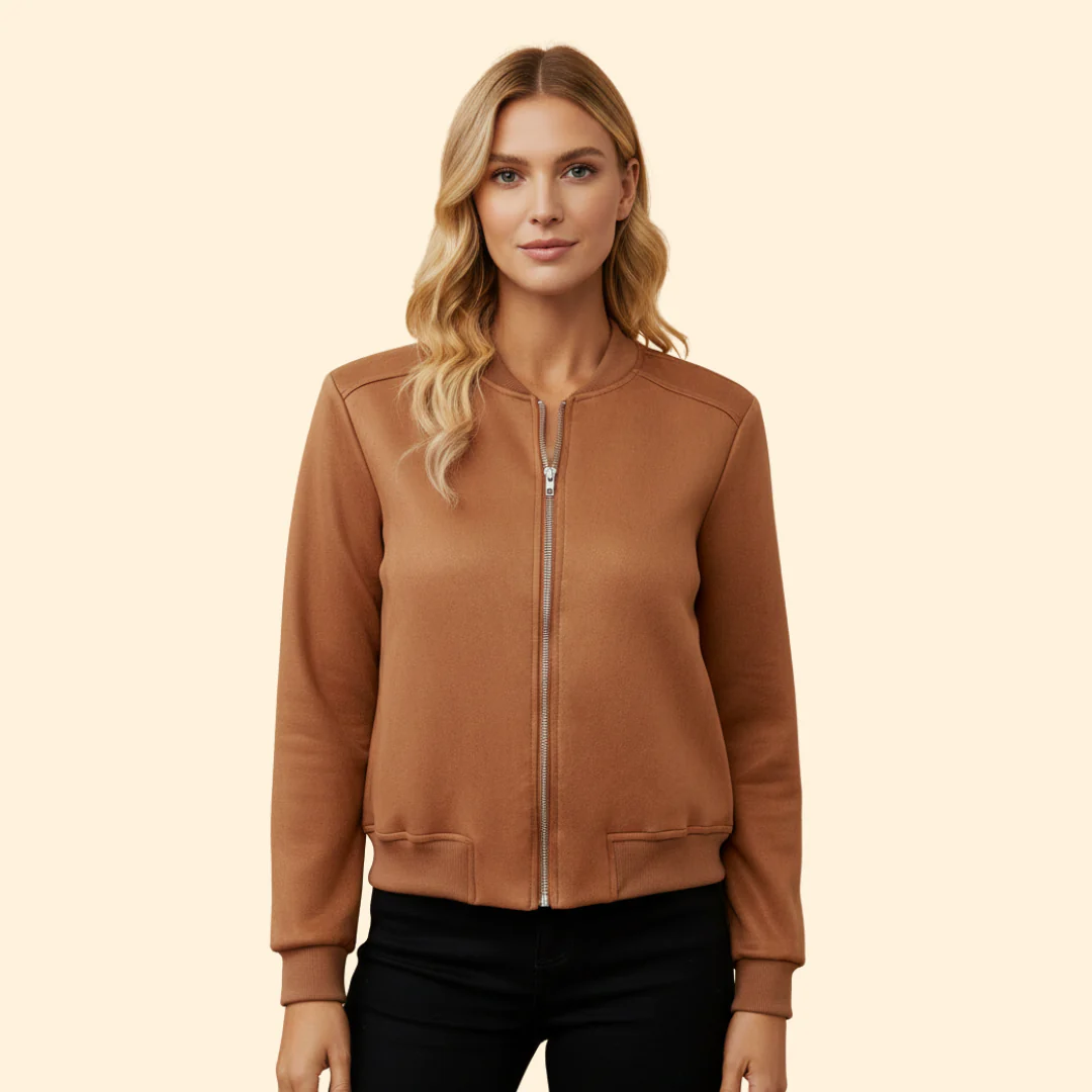Women’s Bomber Jacket with Zipper Front and Pockets - Image 7