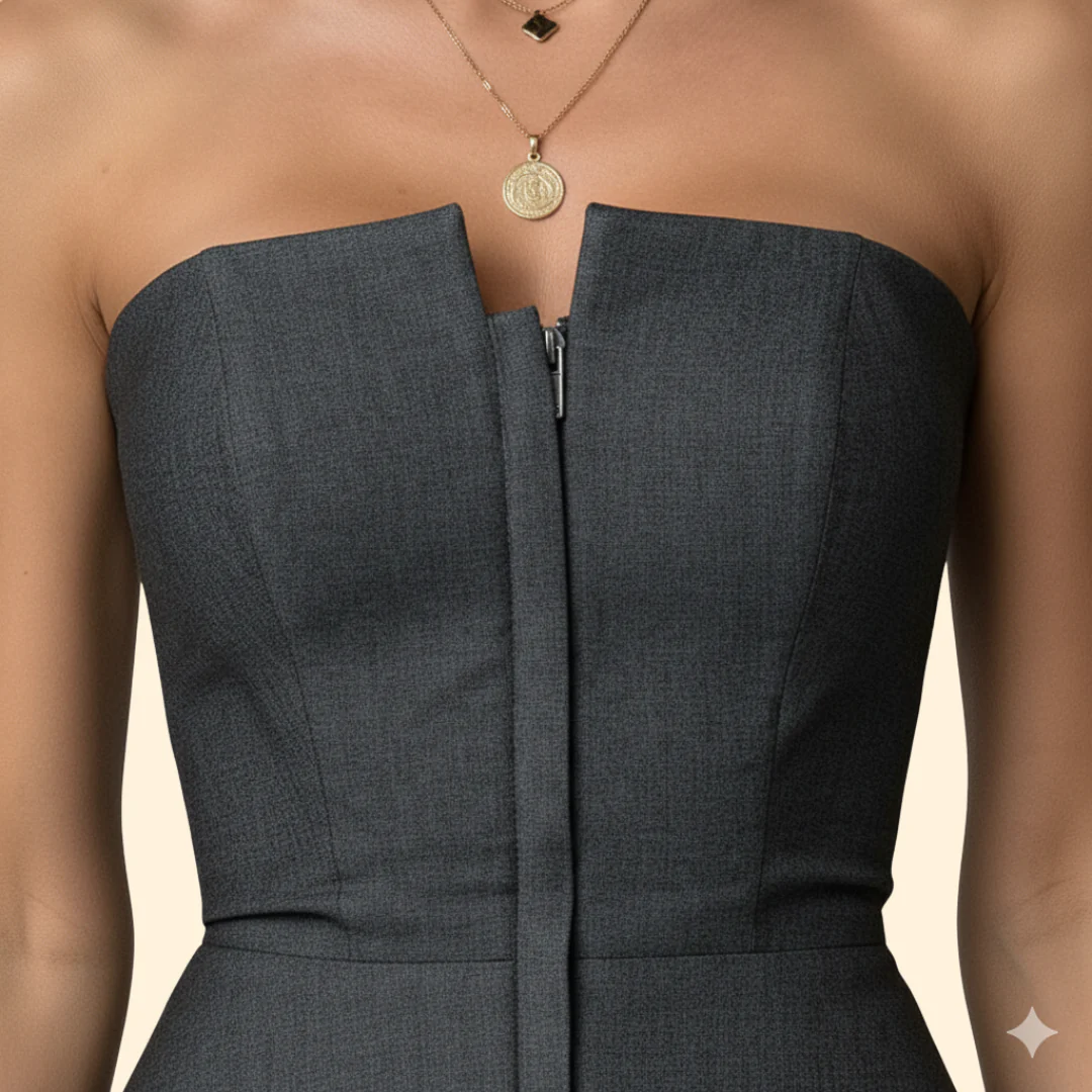 Women’s Bustier Top with Front Zip Closure - Image 5