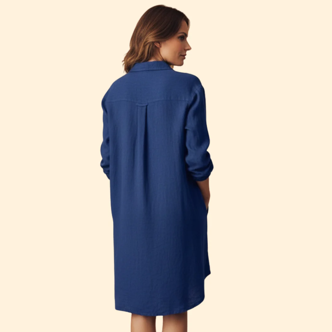 Women's Button-Down Dress with Long Sleeves - Image 4