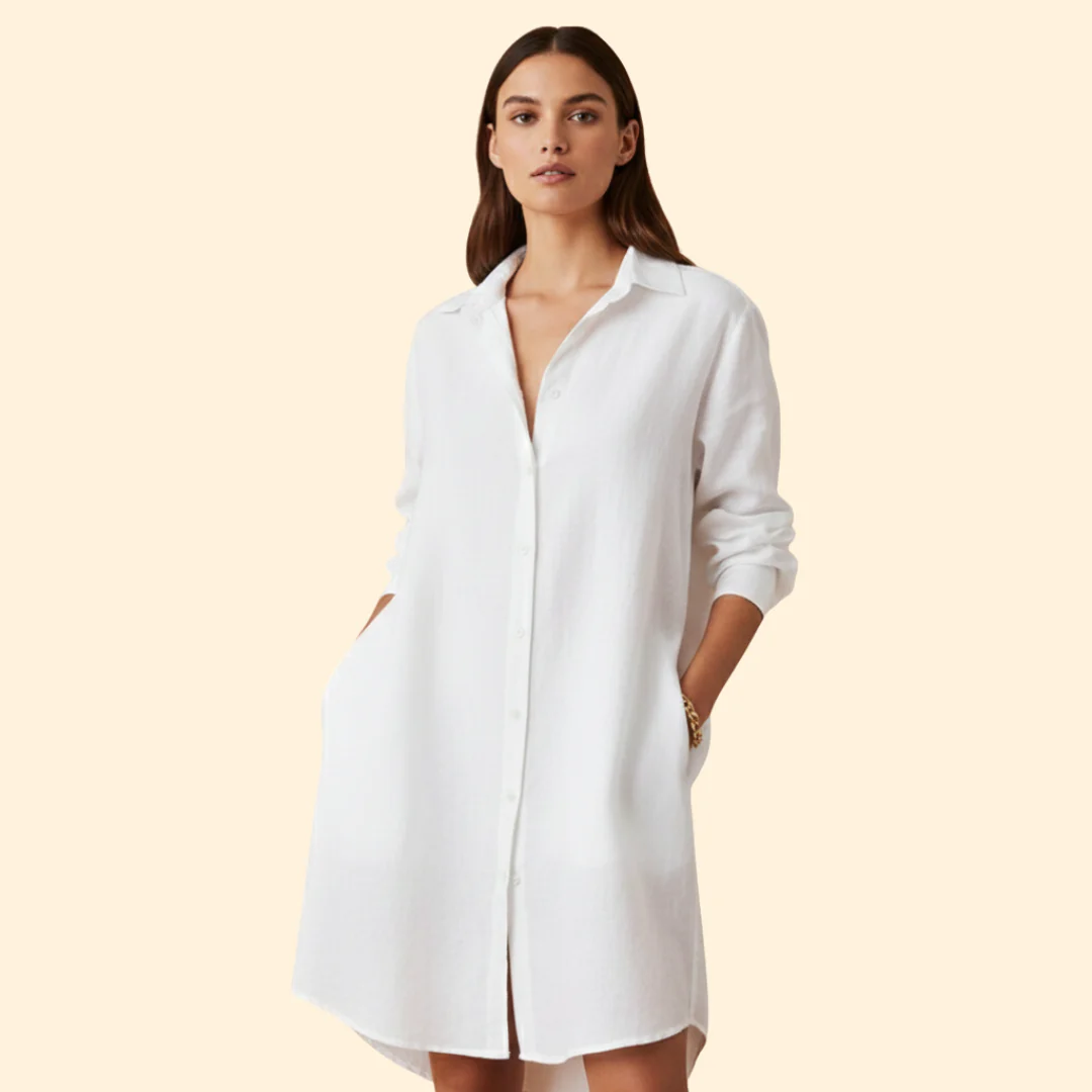 Women's Button-Down Dress with Long Sleeves - Image 7