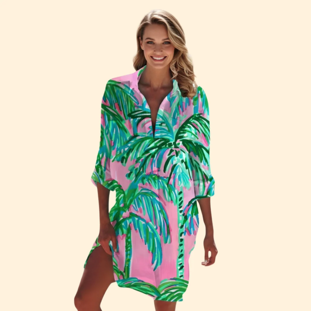 Women’s Button-Down Shirt Dress with Floral Print - Image 10