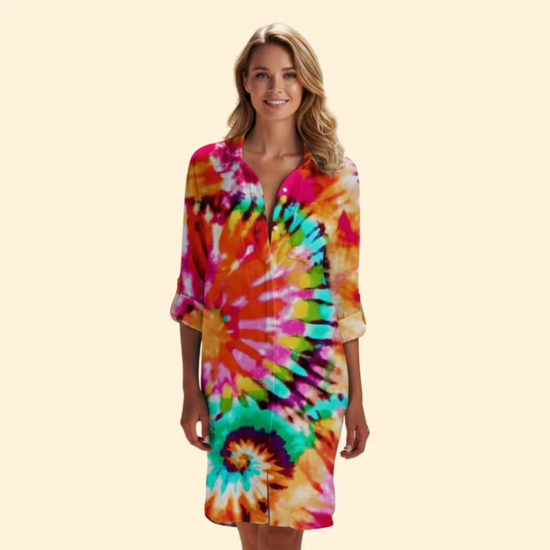 Women’s Button-Down Shirt Dress with Floral Print - Image 12