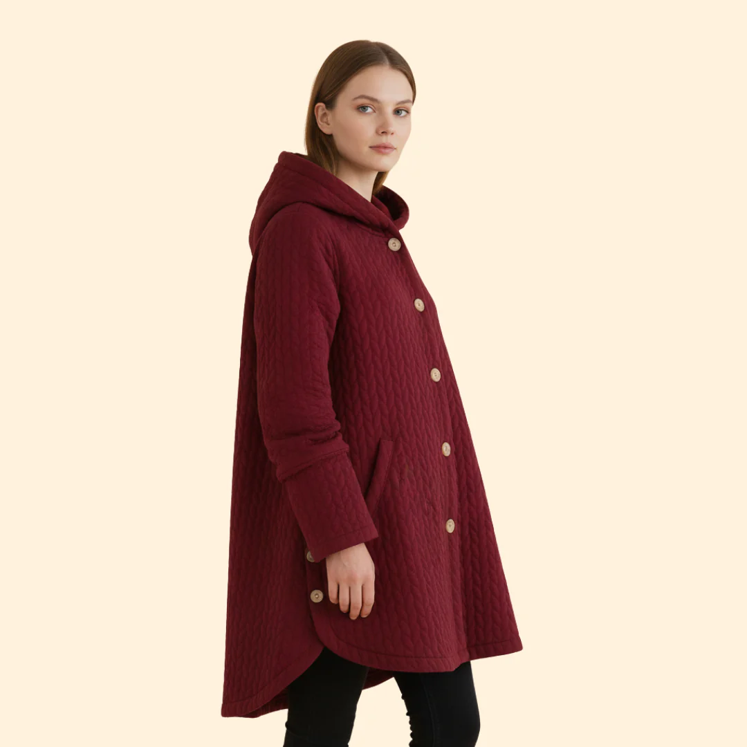 Women’s Button Front Coat with Hood - Image 3