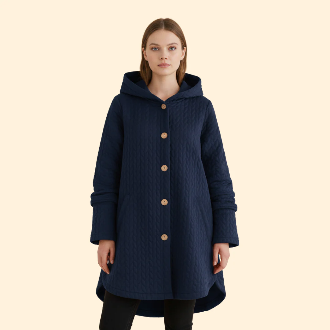 Women’s Button Front Coat with Hood - Image 8
