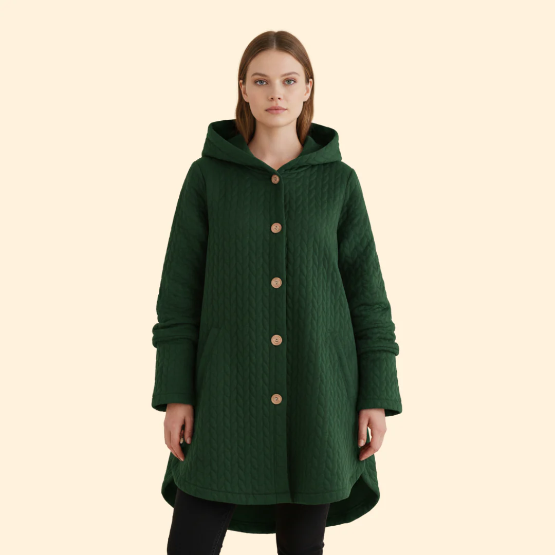 Women’s Button Front Coat with Hood - Image 9