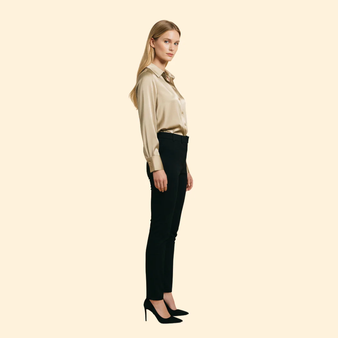 Women’s Button Up Blouse with Satin Finish - Image 4