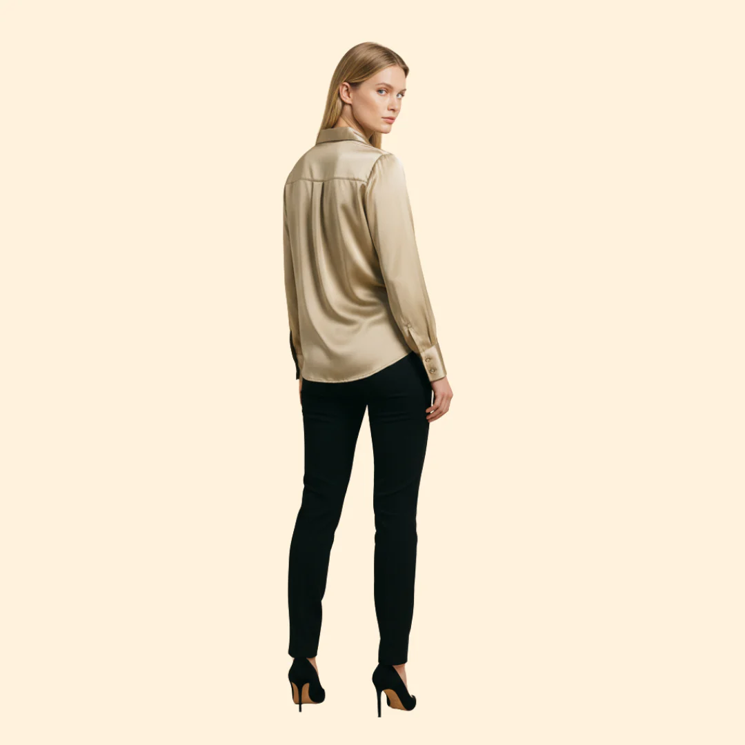 Women’s Button Up Blouse with Satin Finish - Image 5