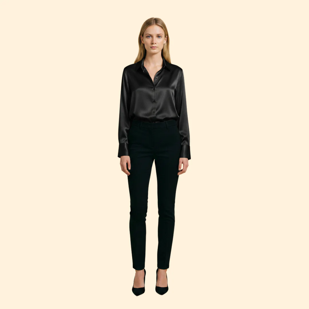Women’s Button Up Blouse with Satin Finish - Image 7