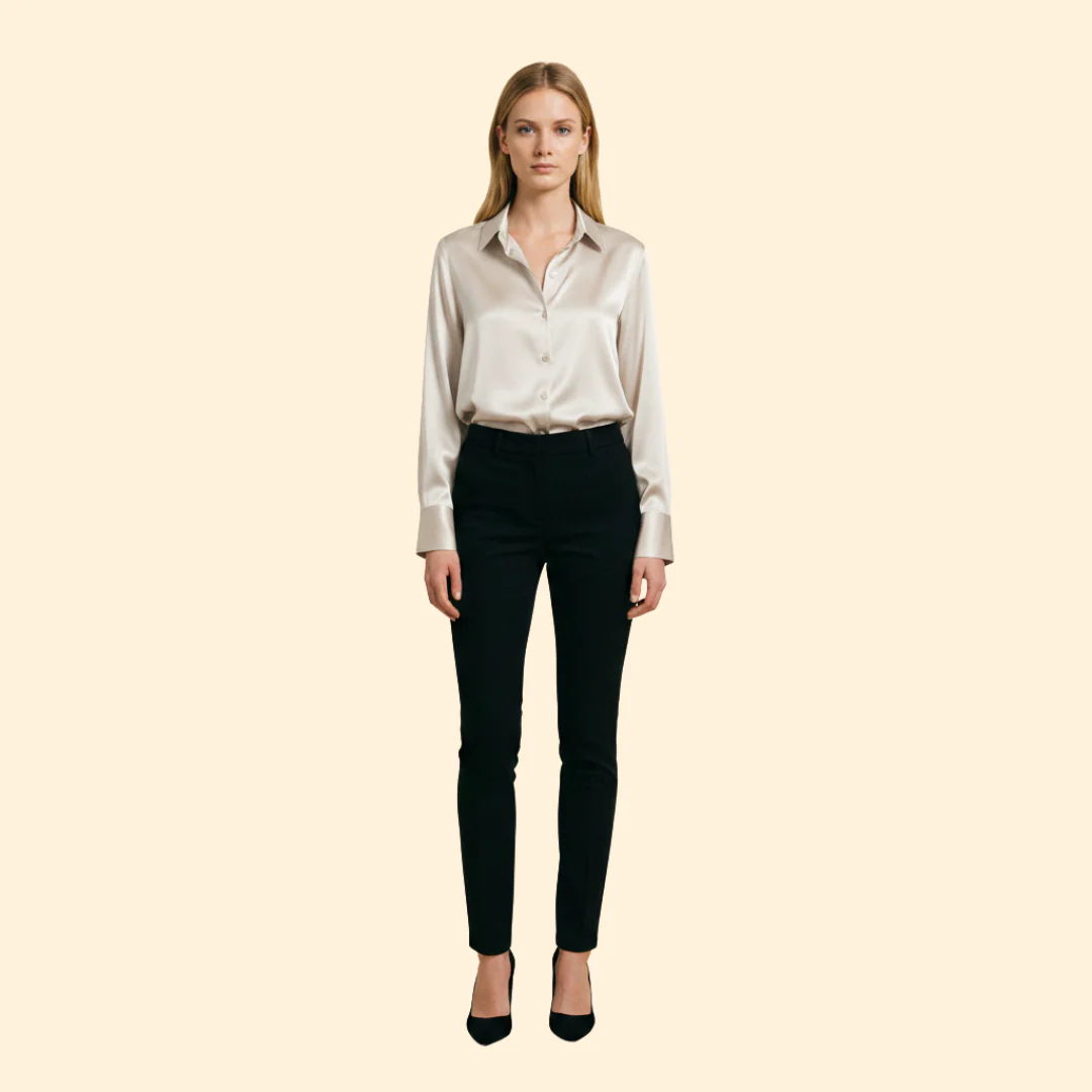 Women’s Button Up Blouse with Satin Finish - Image 8