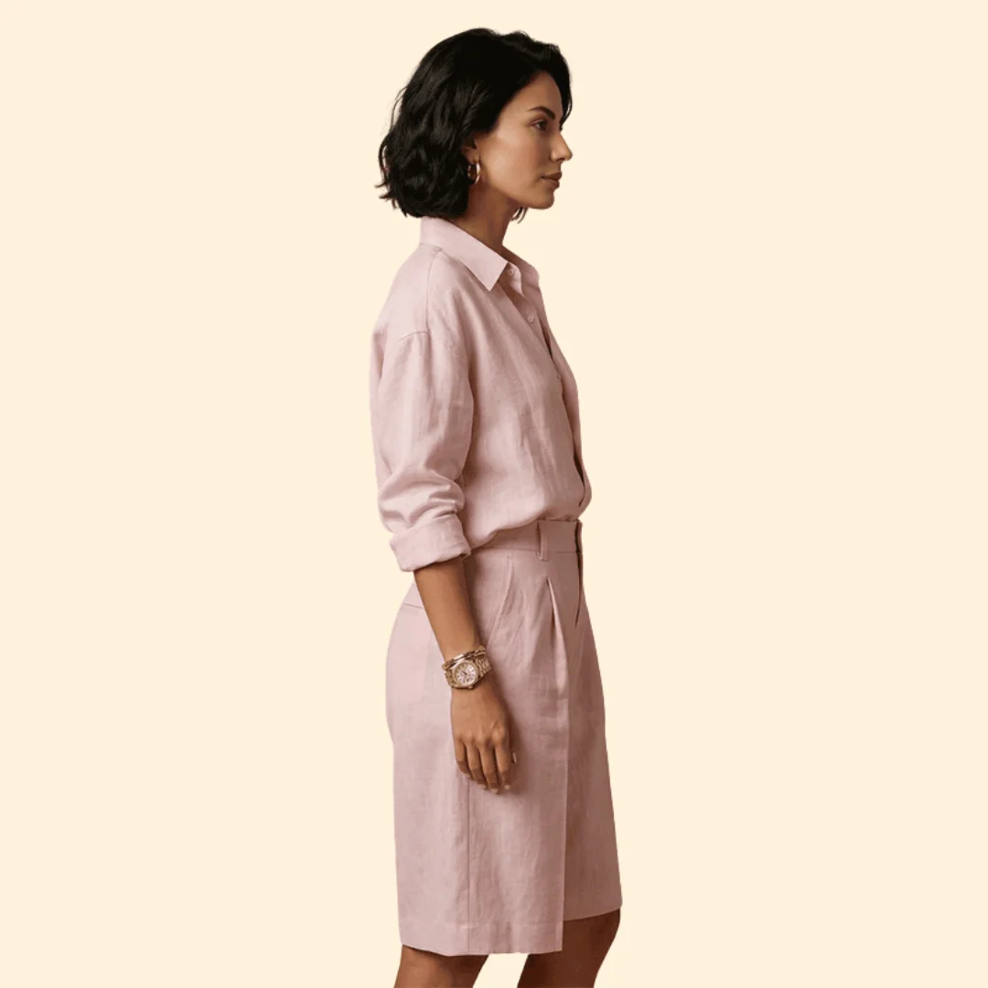 Women’s Button-Up Shirt with Loose Tailored Pants - Image 4