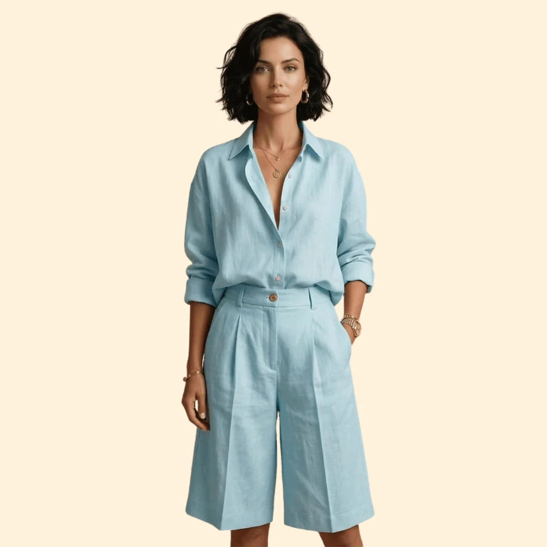 Women’s Button-Up Shirt with Loose Tailored Pants - Image 7