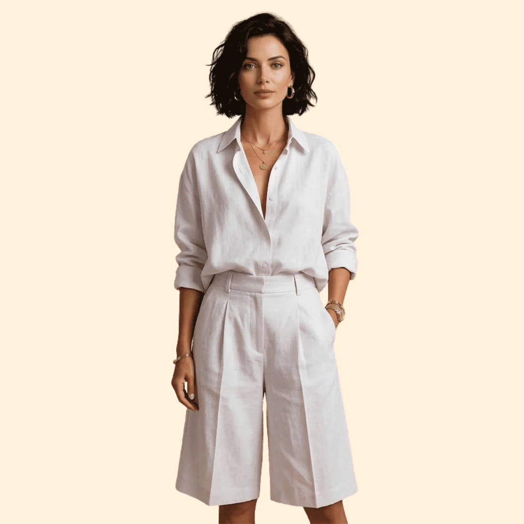 Women’s Button-Up Shirt with Loose Tailored Pants - Image 8