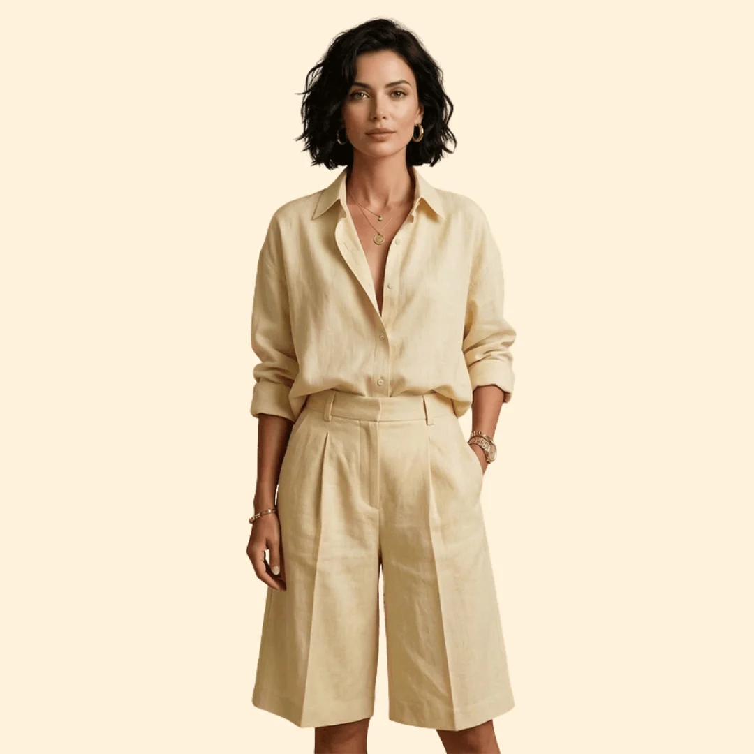 Women’s Button-Up Shirt with Loose Tailored Pants - Image 9