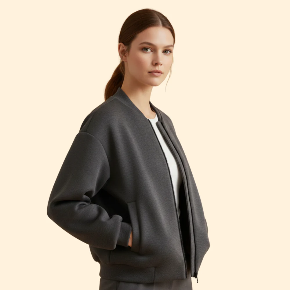 Women’s Casual Biker Zip Jacket - Image 3