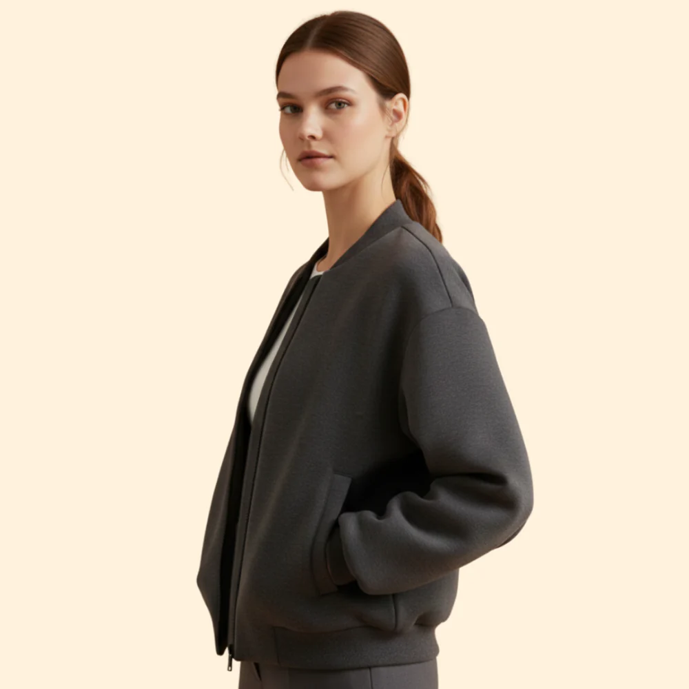 Women’s Casual Biker Zip Jacket - Image 4