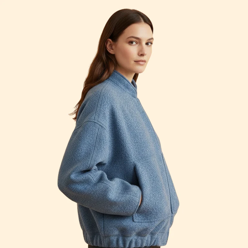 Women’s Casual Bomber Jacket with Front Pockets - Image 3
