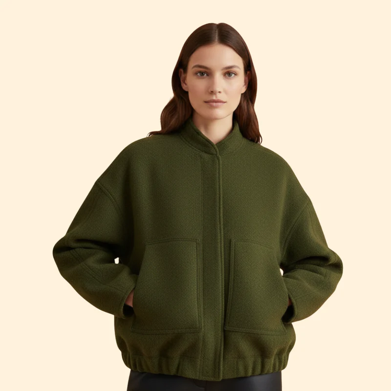 Women’s Casual Bomber Jacket with Front Pockets - Image 6