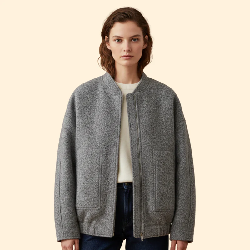 Women’s Casual Bomber Jacket with Front Pockets - Image 9