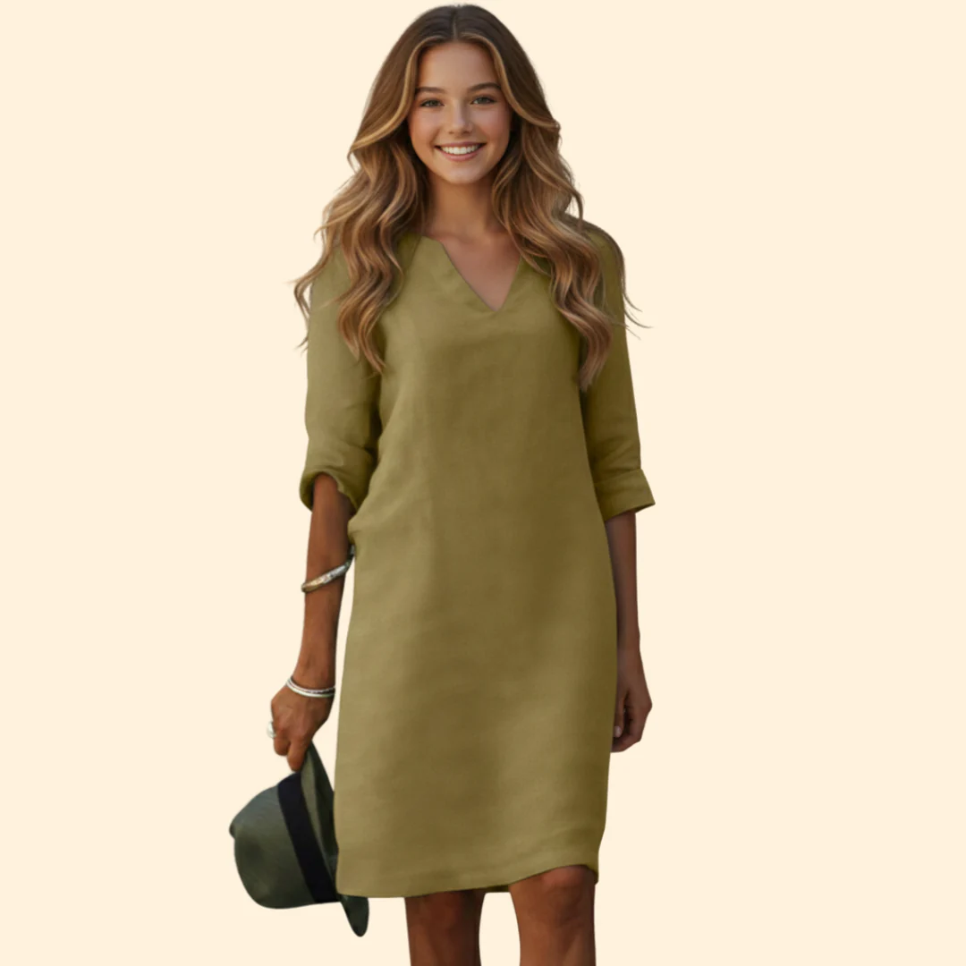 Women’s Casual Dress Simple V-Neckline - Image 9