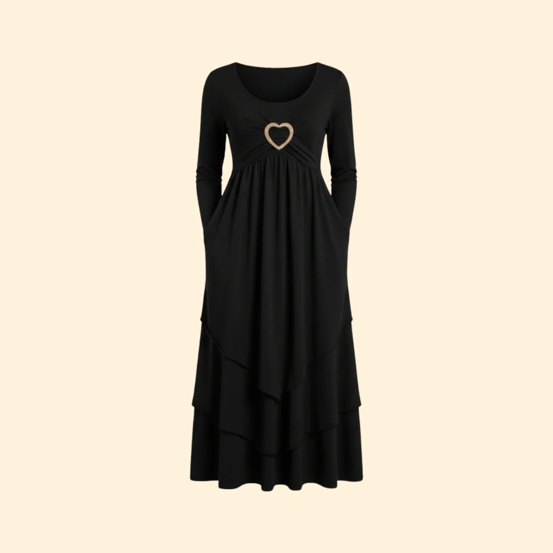Women’s Casual Dress with Heart Shaped Accent