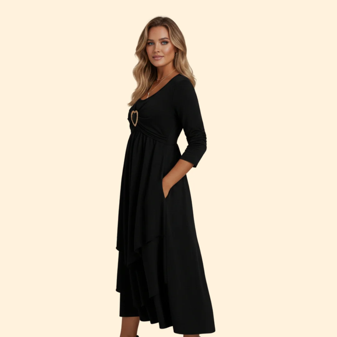 Women’s Casual Dress with Heart Shaped Accent - Image 3