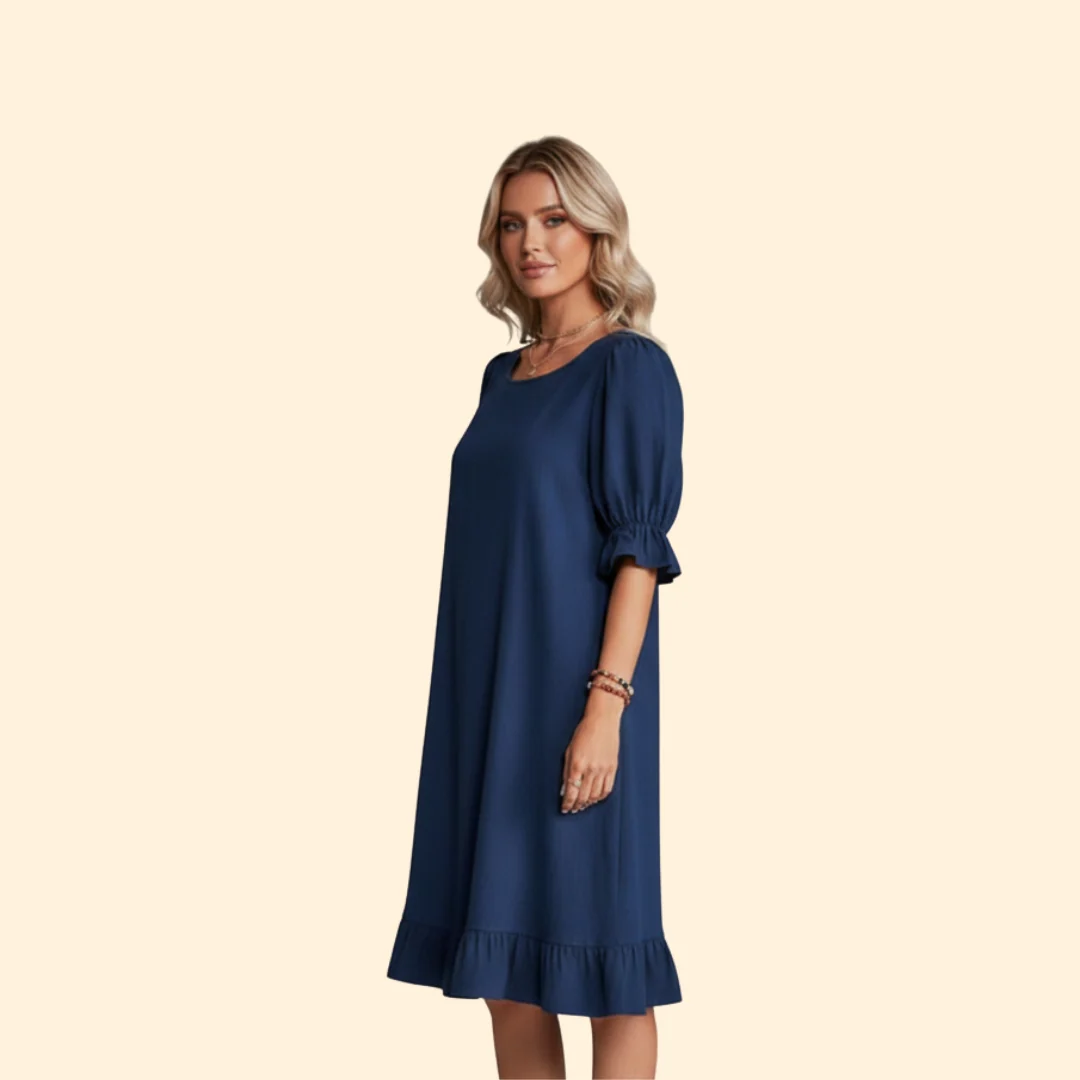 Women’s Casual Dress with Puff Sleeves - Image 4