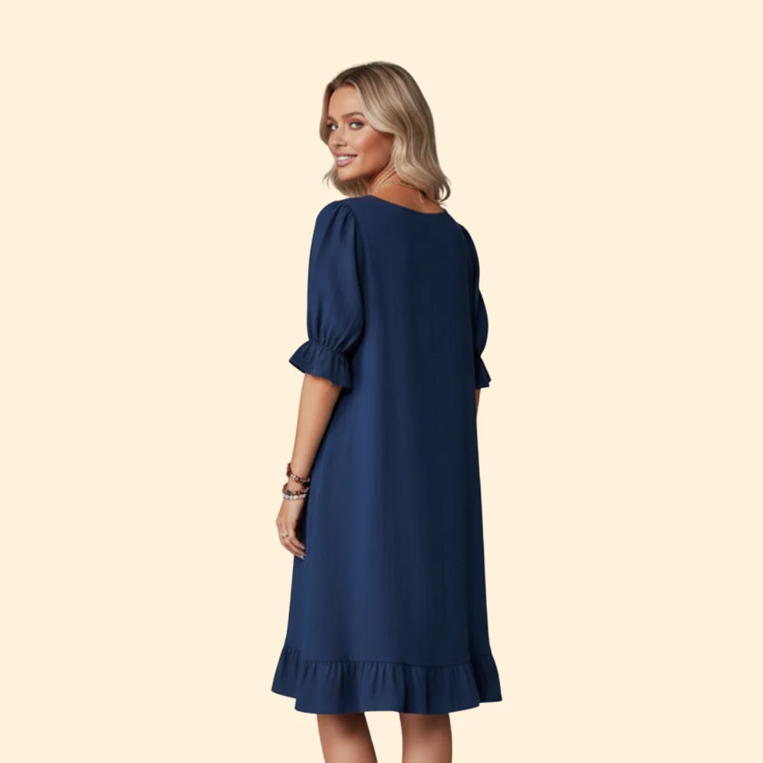 Women’s Casual Dress with Puff Sleeves - Image 5
