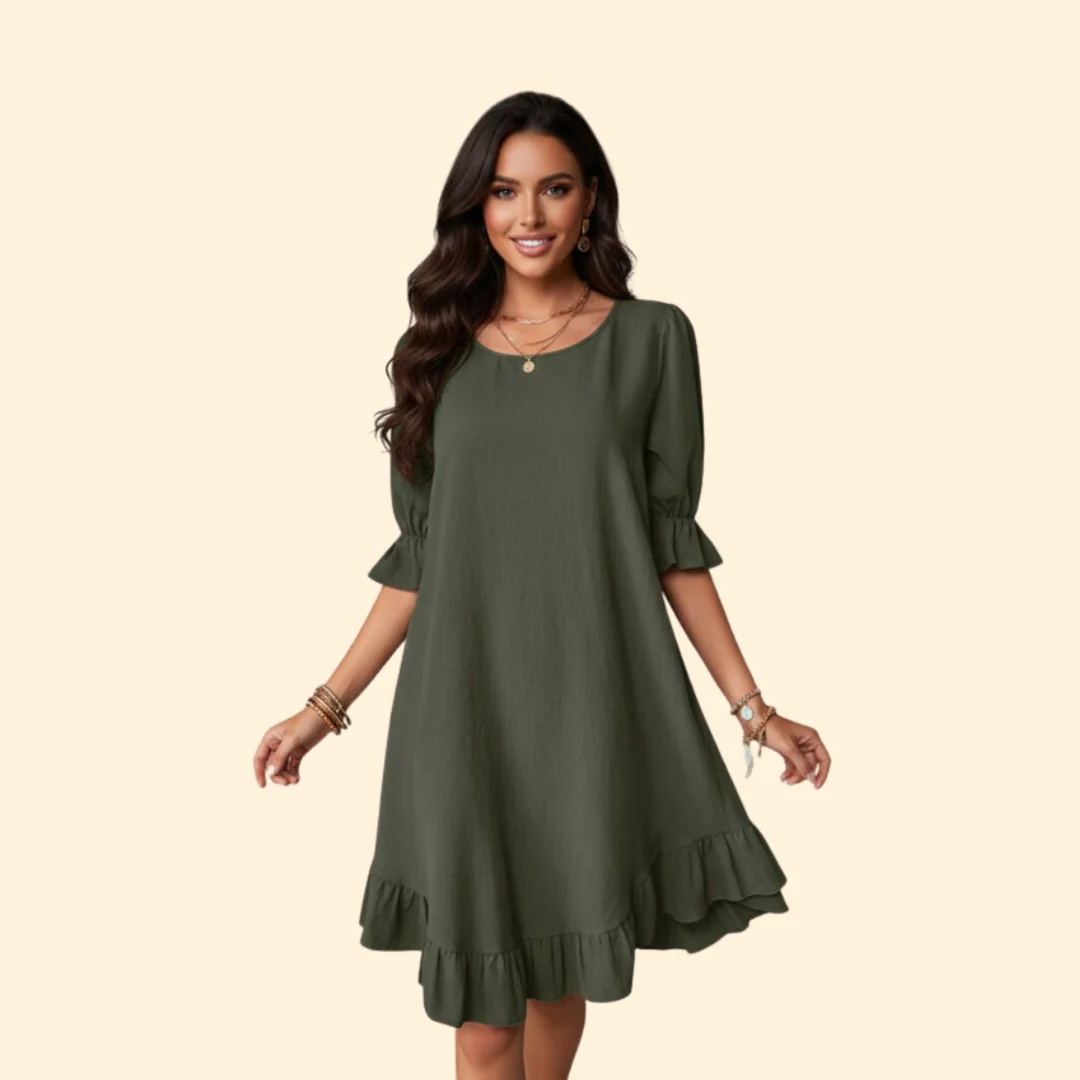 Women’s Casual Dress with Puff Sleeves - Image 6