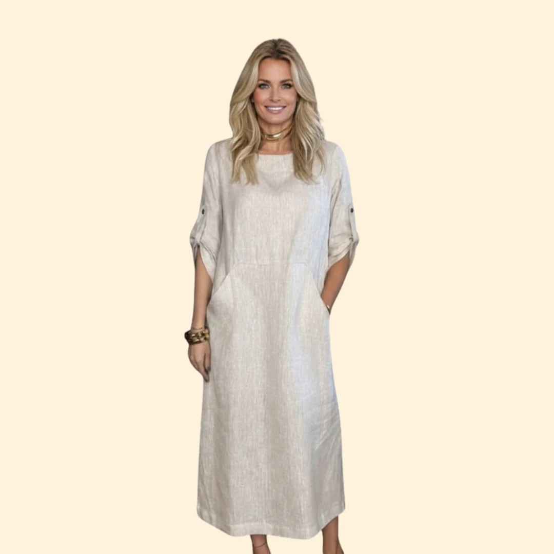 Women’s Casual Dress with Roll-Up Sleeves - Image 5
