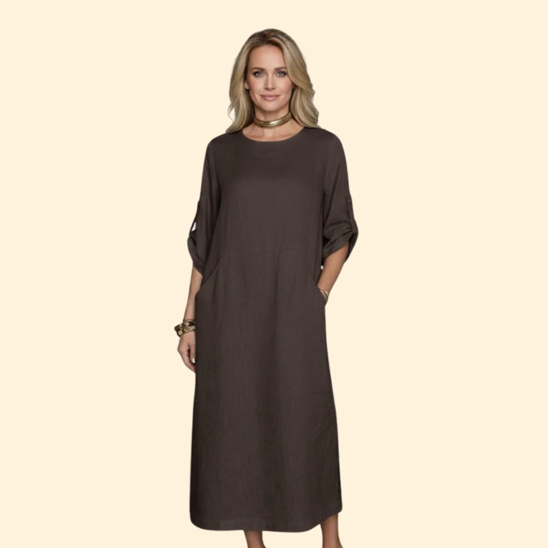 Women’s Casual Dress with Roll-Up Sleeves - Image 7