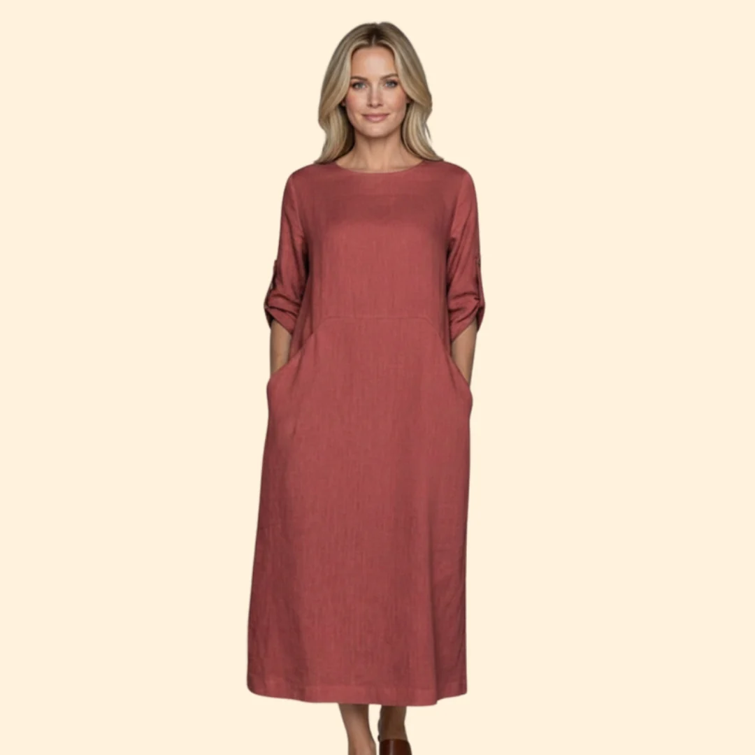 Women’s Casual Dress with Roll-Up Sleeves - Image 8