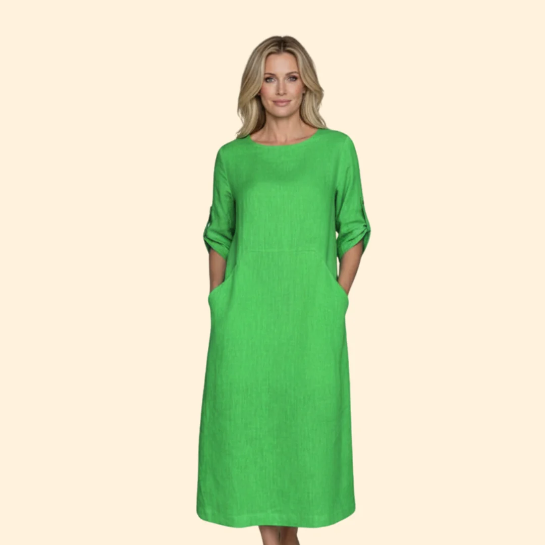 Women’s Casual Dress with Roll-Up Sleeves - Image 9