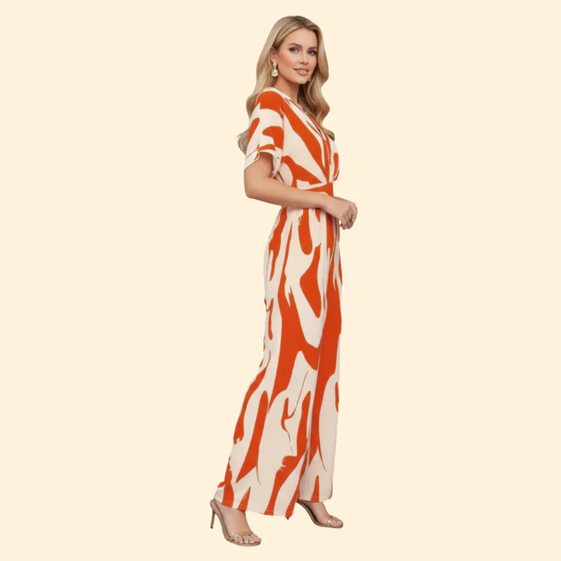 Women’s Casual Jumpsuit with Abstract Print - Image 3