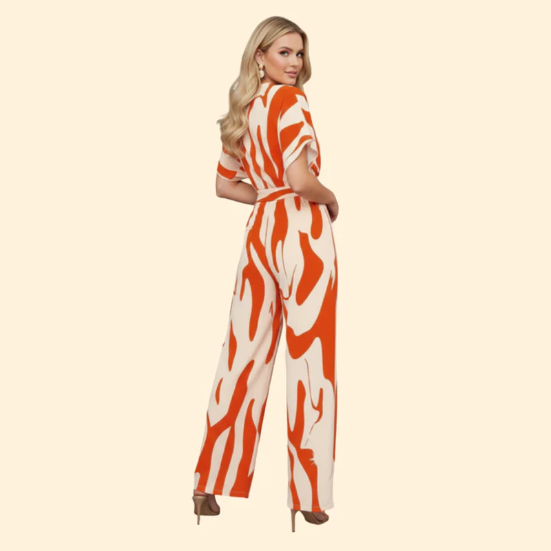 Women’s Casual Jumpsuit with Abstract Print - Image 4