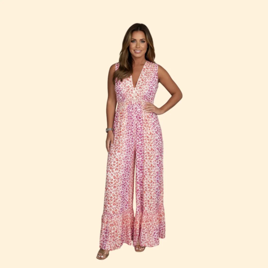 Women’s Casual Jumpsuit with V-Neckline - Image 2