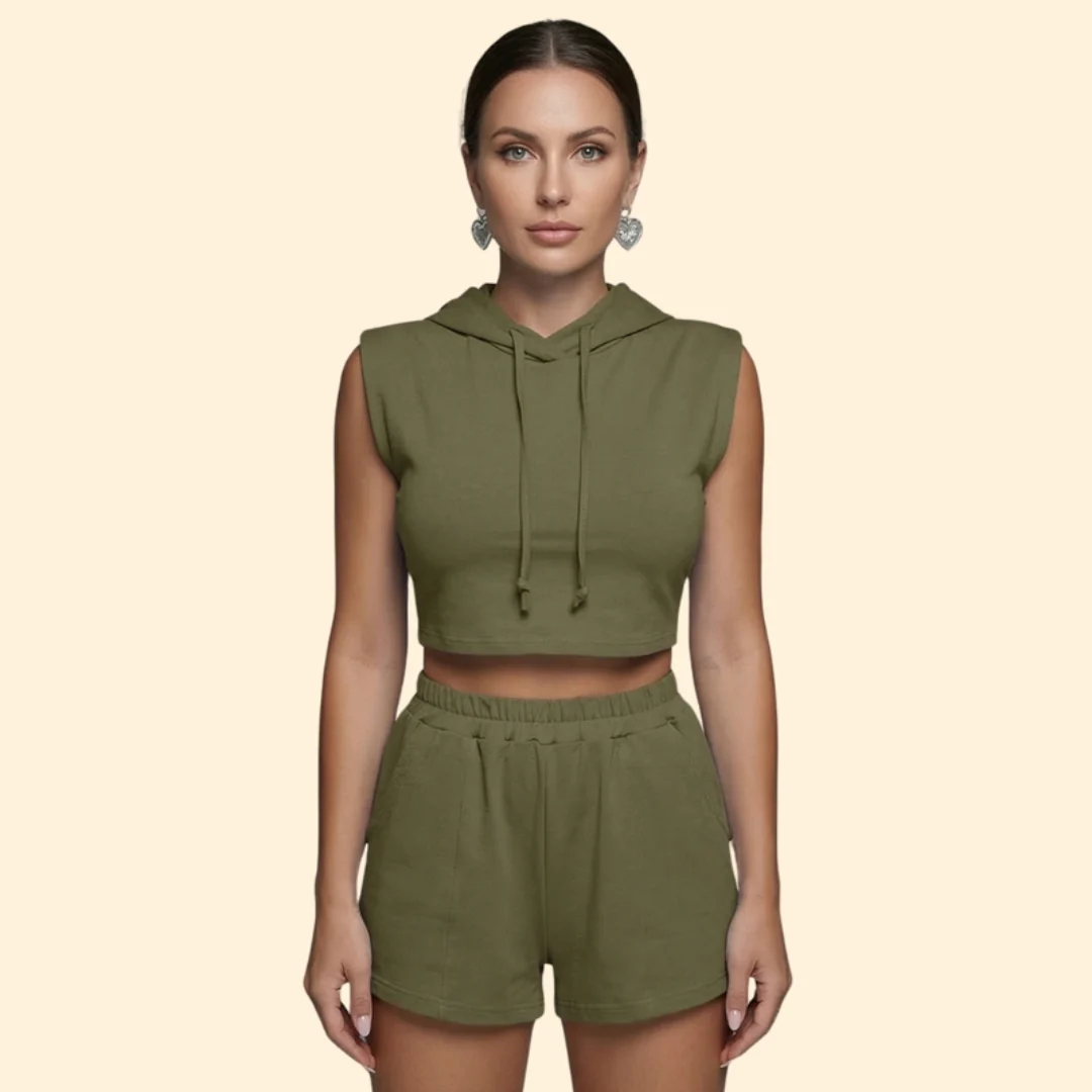 Women’s Casual Outfit with Drawstring Shorts - Image 2