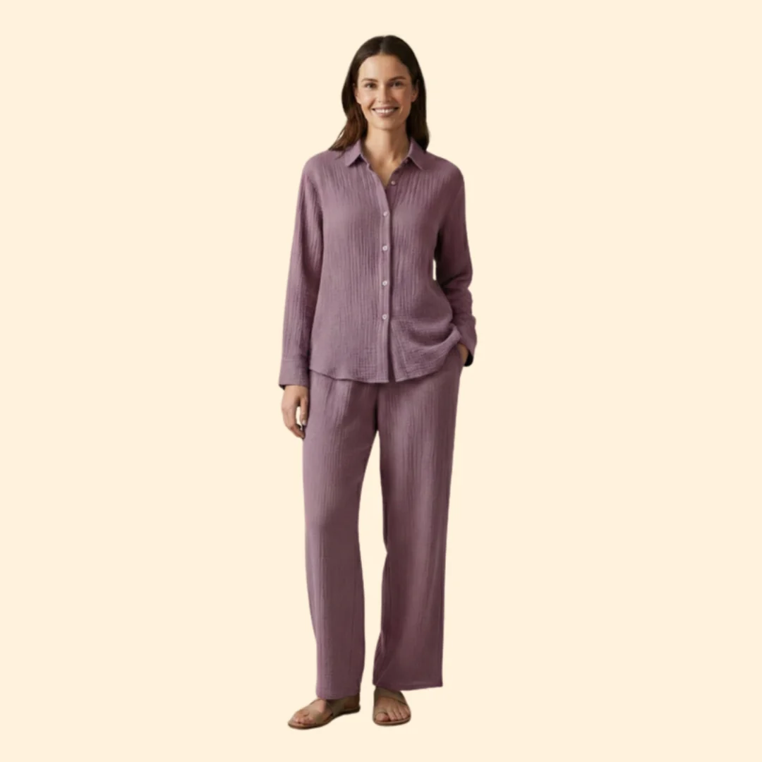 Women’s Casual Set with Buttoned Shirt and Trousers - Image 7