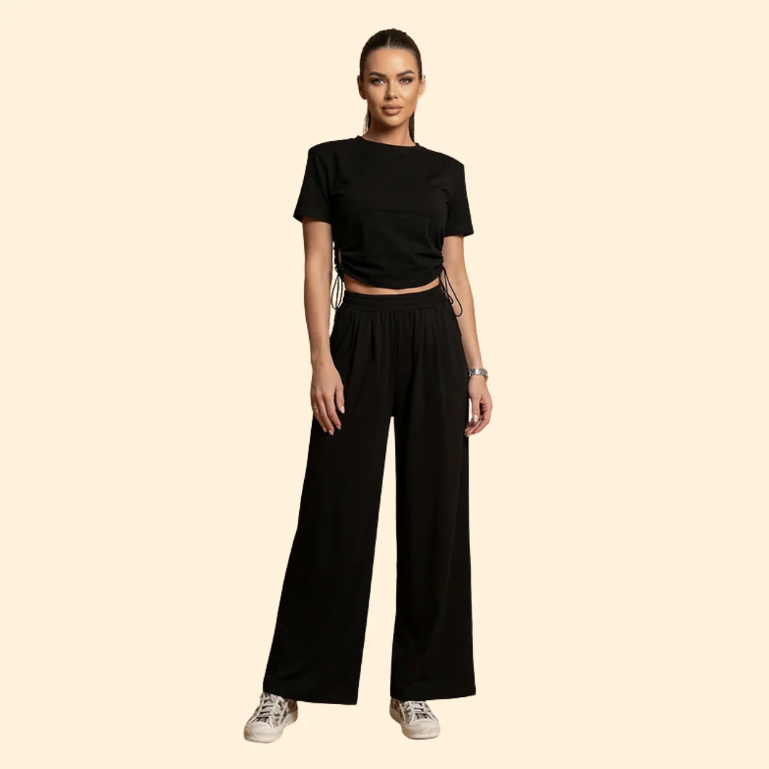 Women’s Casual Set with Cropped Top and Joggers - Image 2