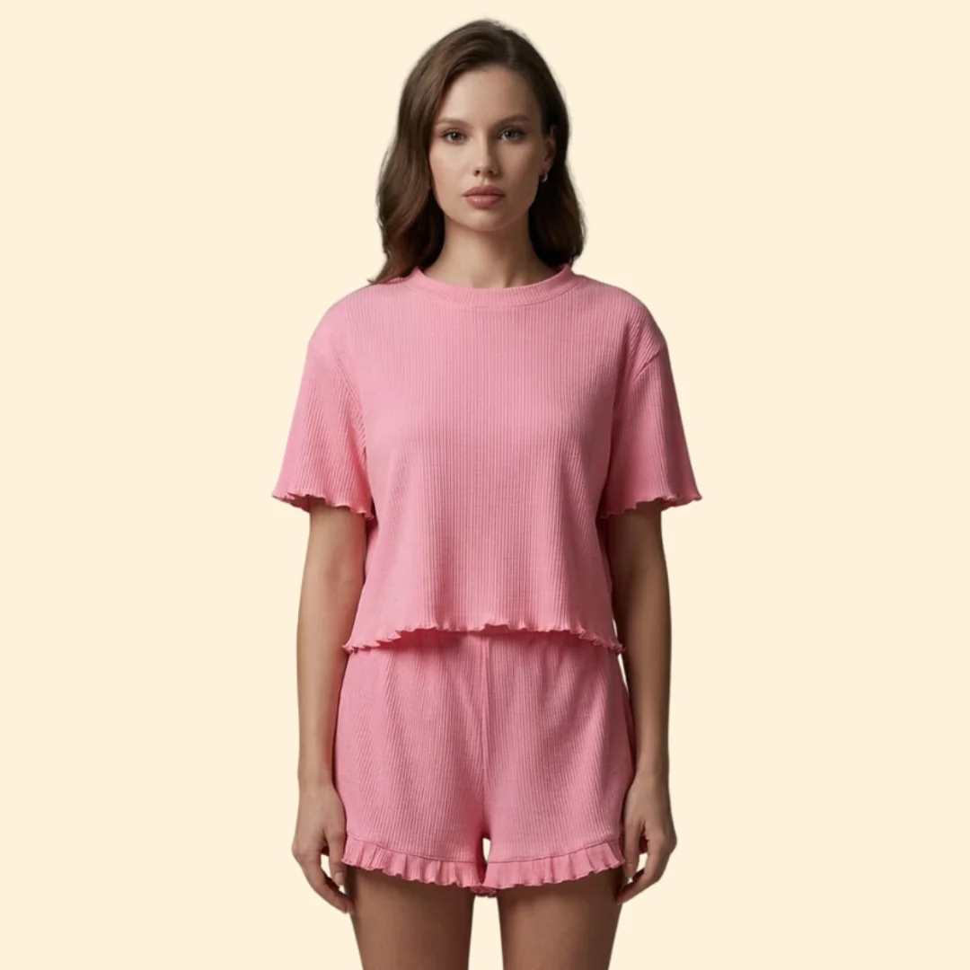 Women’s Casual Set with Ruffle Sleeve Top - Image 2