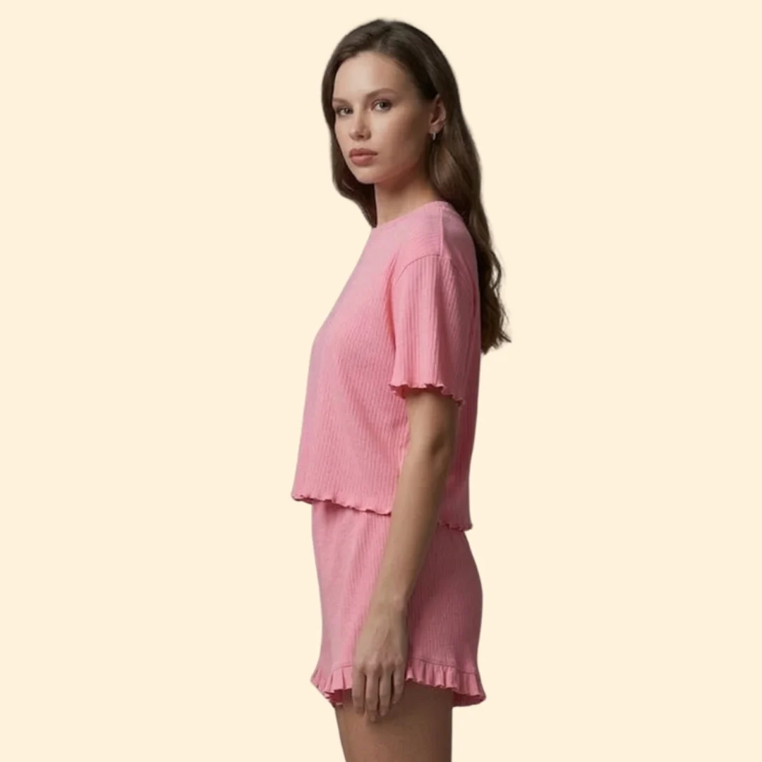 Women’s Casual Set with Ruffle Sleeve Top - Image 3
