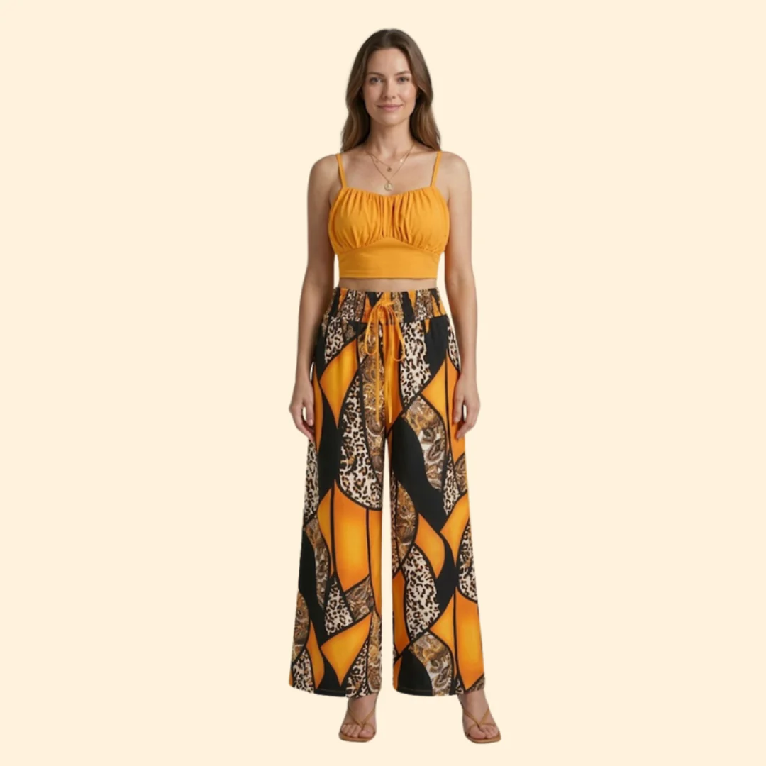 Women’s Casual Set with Smocked Waist Pants - Image 2